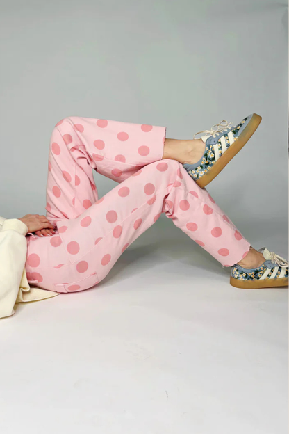 Big Polka Dot Pink Denim Pants