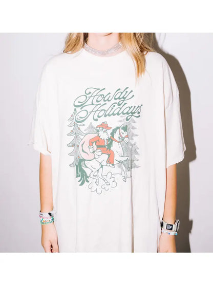 Howdy Holidays Off White Tee