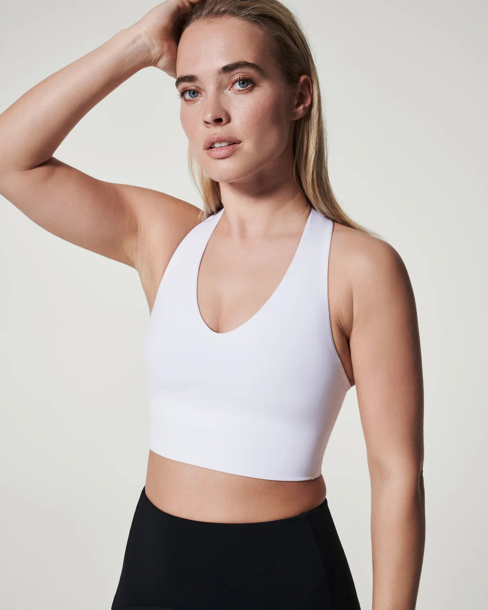 Longline Medium Impact White Sports Bra