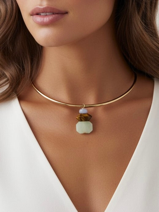 Mighty Gemstone Wire Necklace