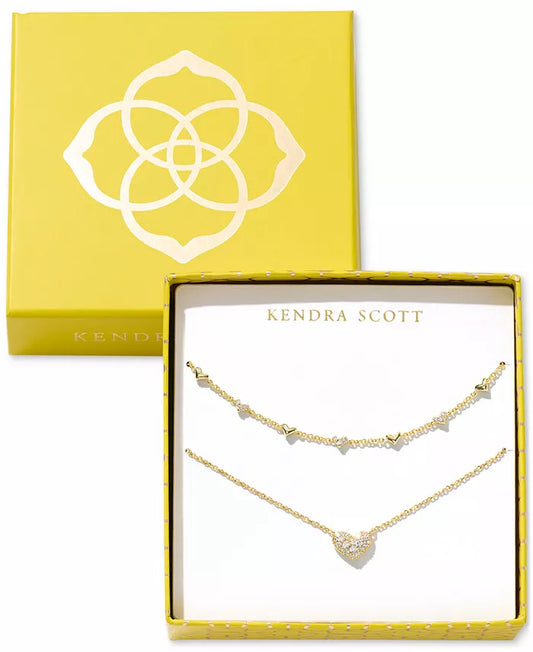 Ari Haven Heart Necklace Gift Set in Gold White Crystal