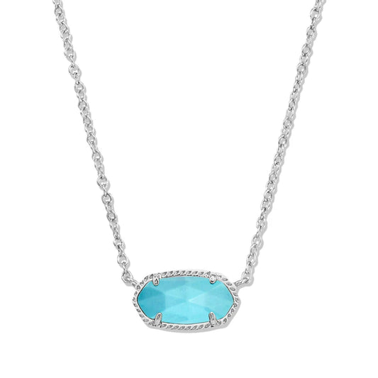 Elisa Silver Pendant Necklace in Turquoise