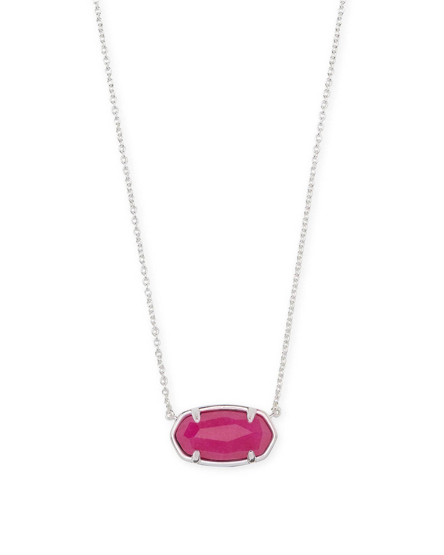 Elisa Silver Pendant Necklace in Pink Marble