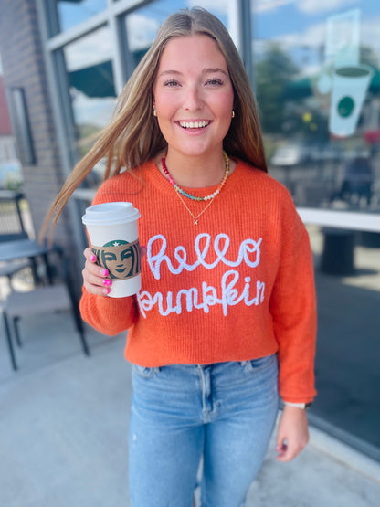 Hello Pumpkin Burnt Orange Sweater