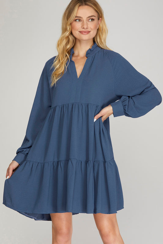 Open Season Dusty Blue Dress