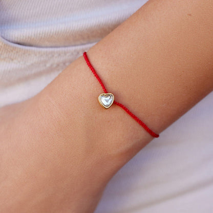 Hearts Bead Gold Dainty Red Bracelet