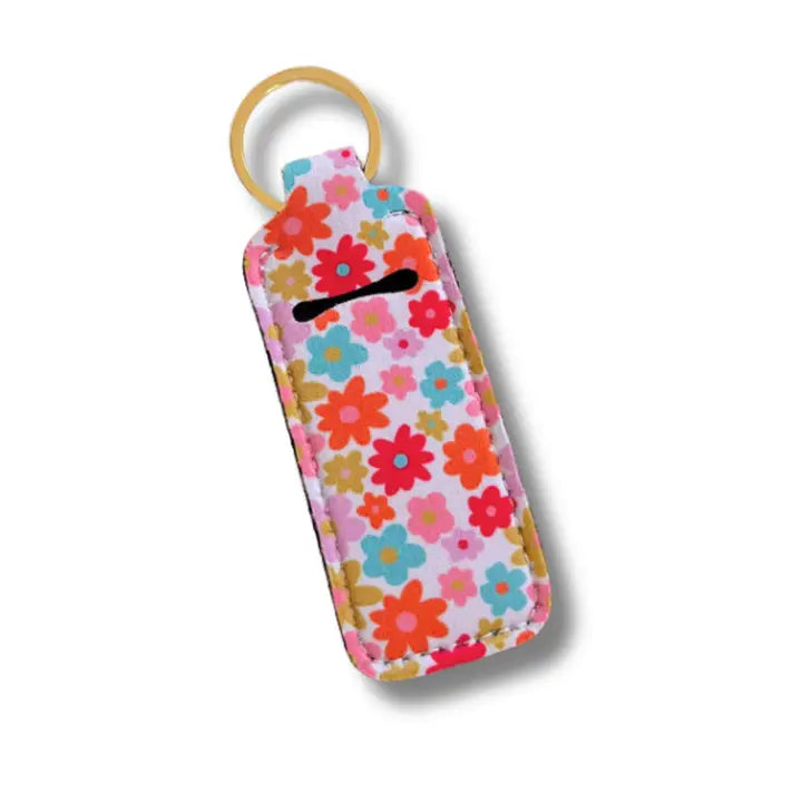 Lip Balm/Lipstick Retro Floral Keychain Holder