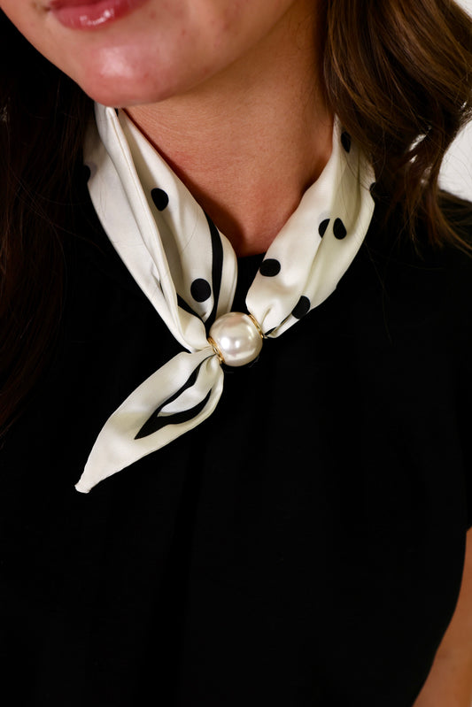 Accented Pearl White Scarf Necklace