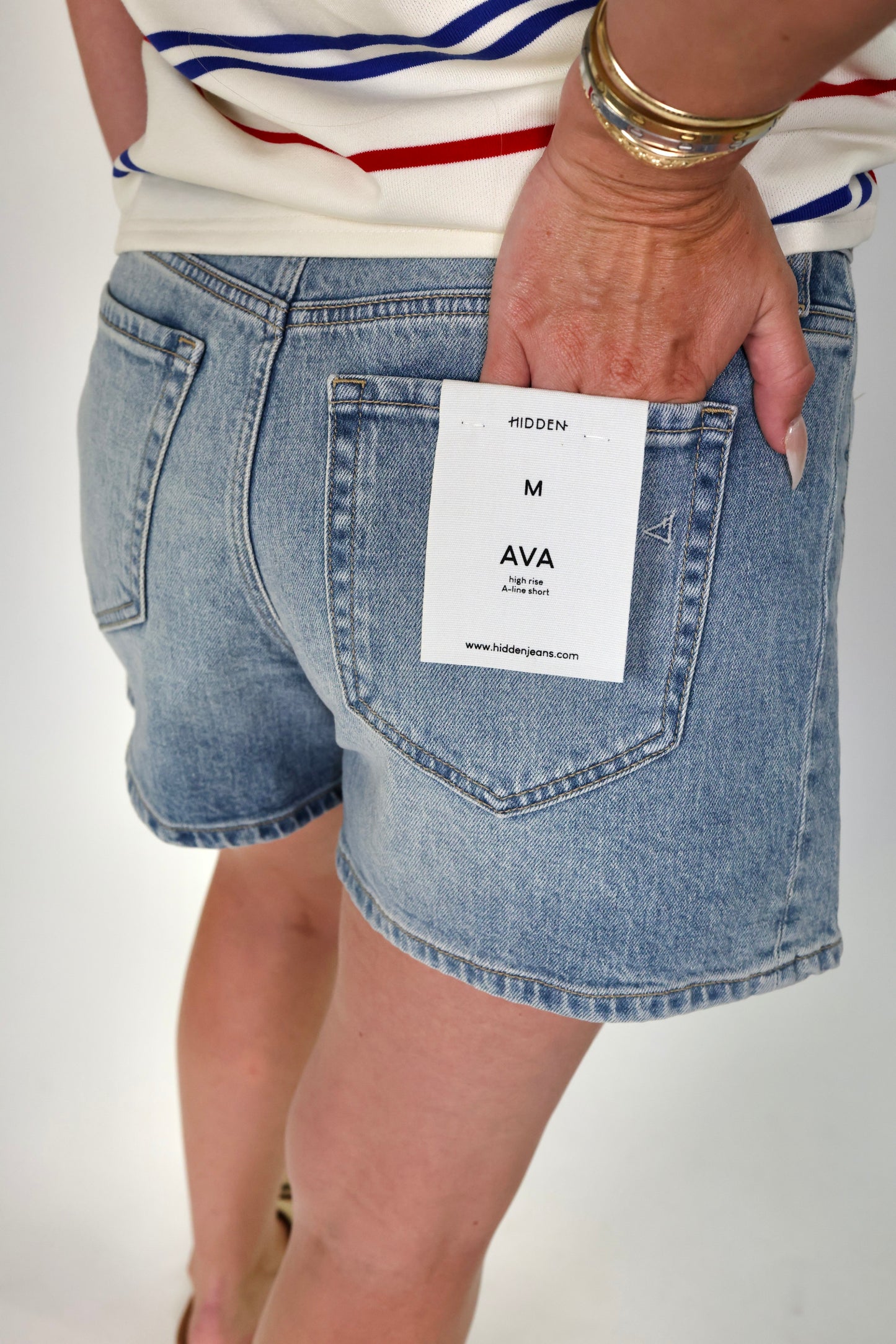 Ava Medium Wash High Rise Shorts