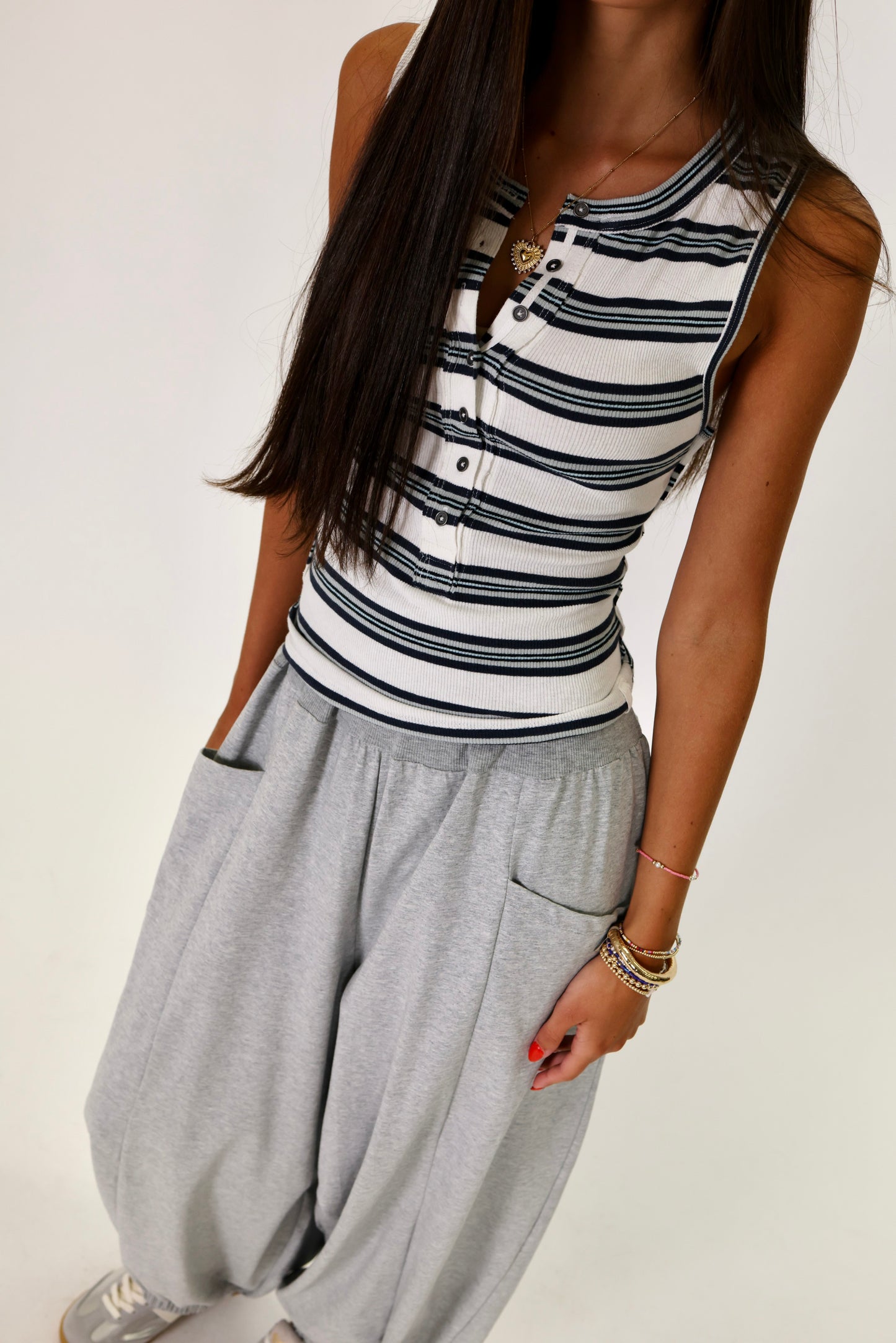 Jamie Henley Stripe White Combo Tank