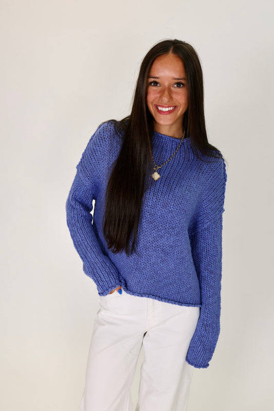 Opal Rollneck Peri Blue Knit Sweater