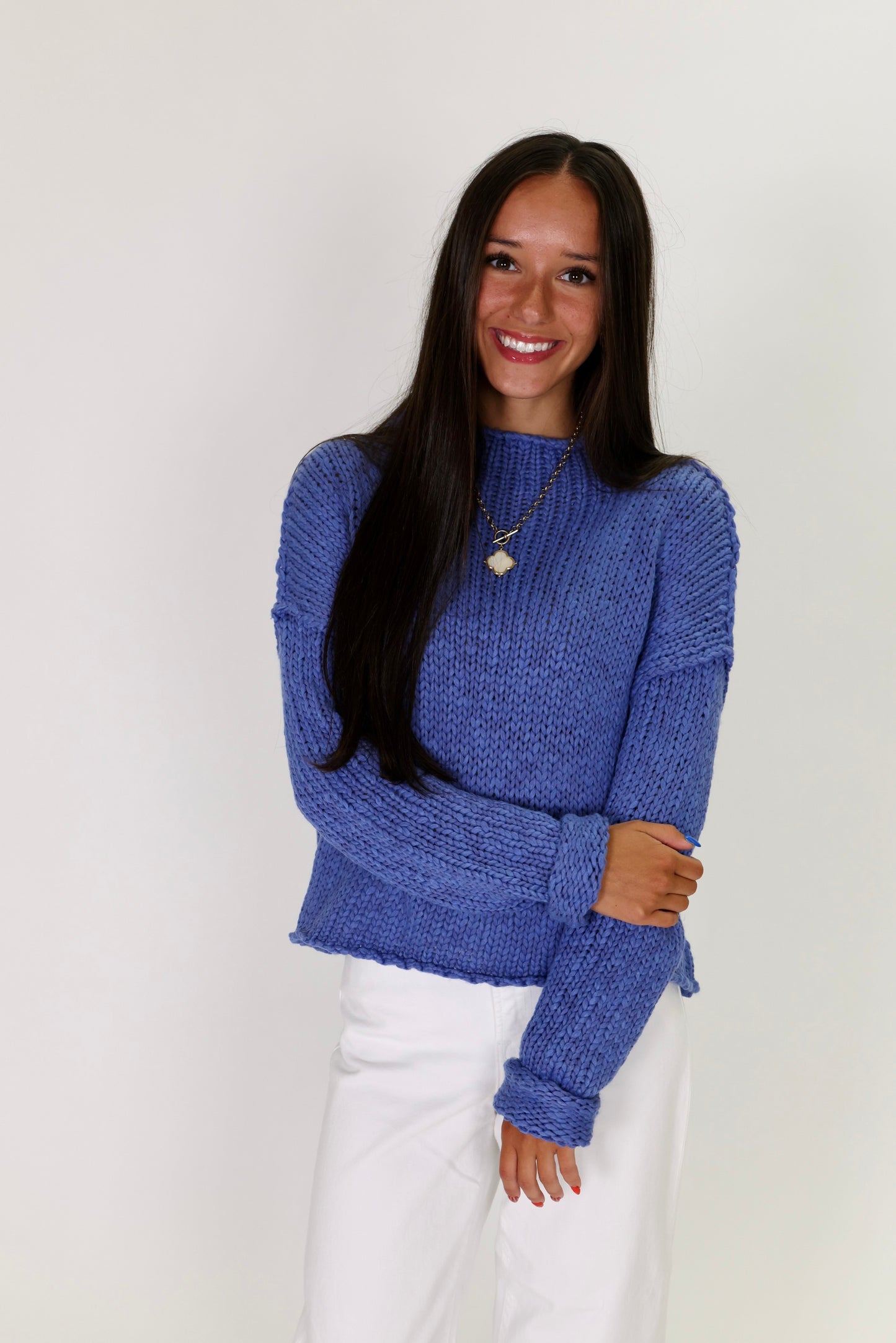 Opal Rollneck Peri Blue Knit Sweater