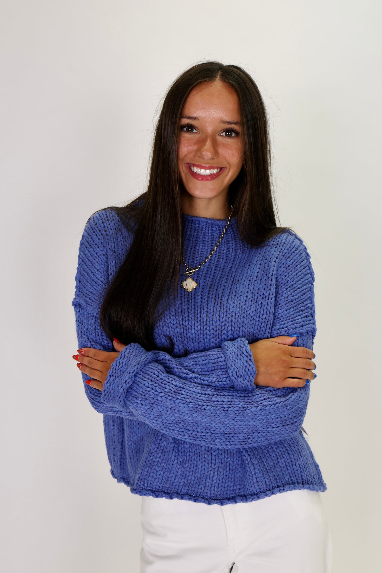 Opal Rollneck Peri Blue Knit Sweater