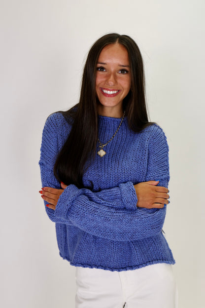 Opal Rollneck Peri Blue Knit Sweater