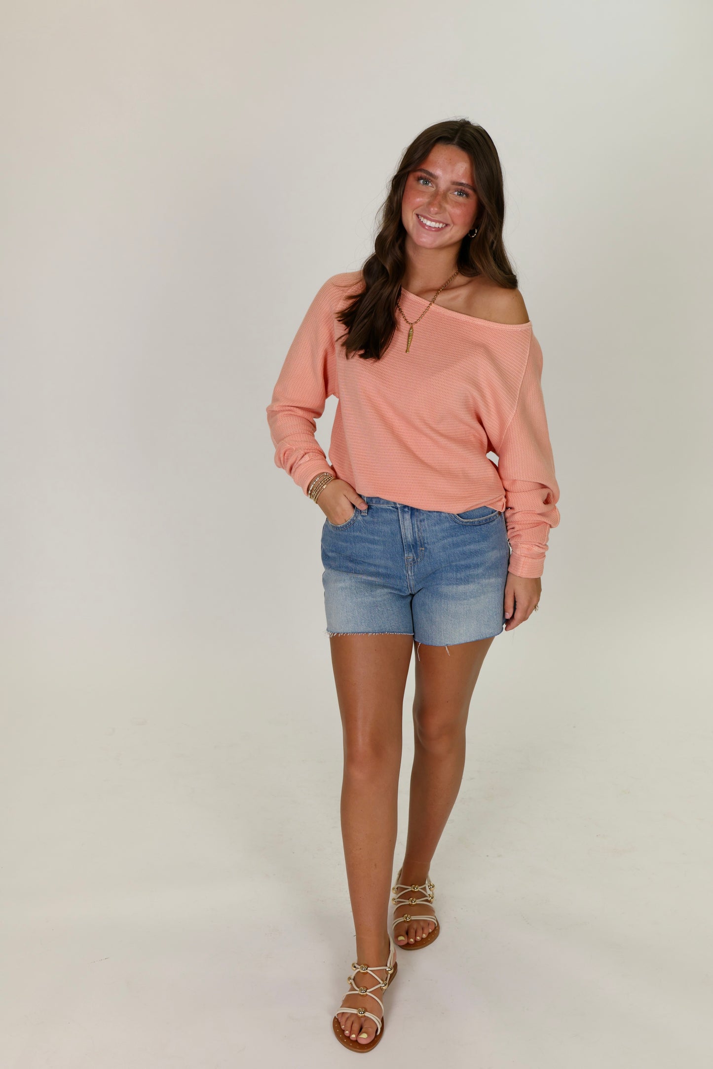 Jess Long Sleeve Coral Kiss Top