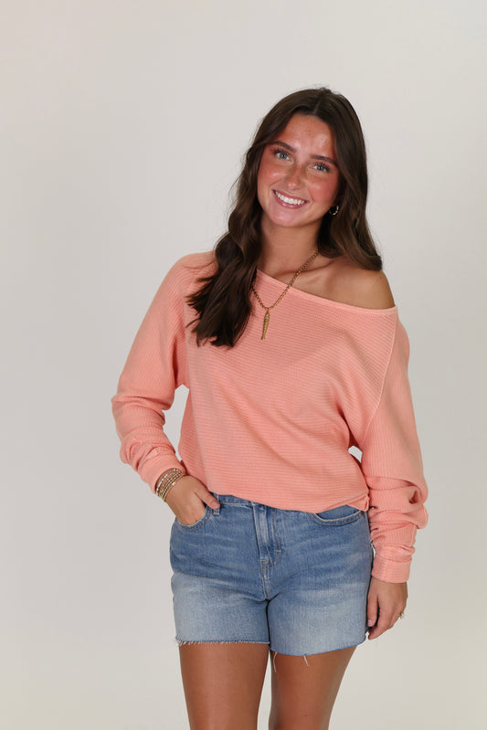 Jess Long Sleeve Coral Kiss Top