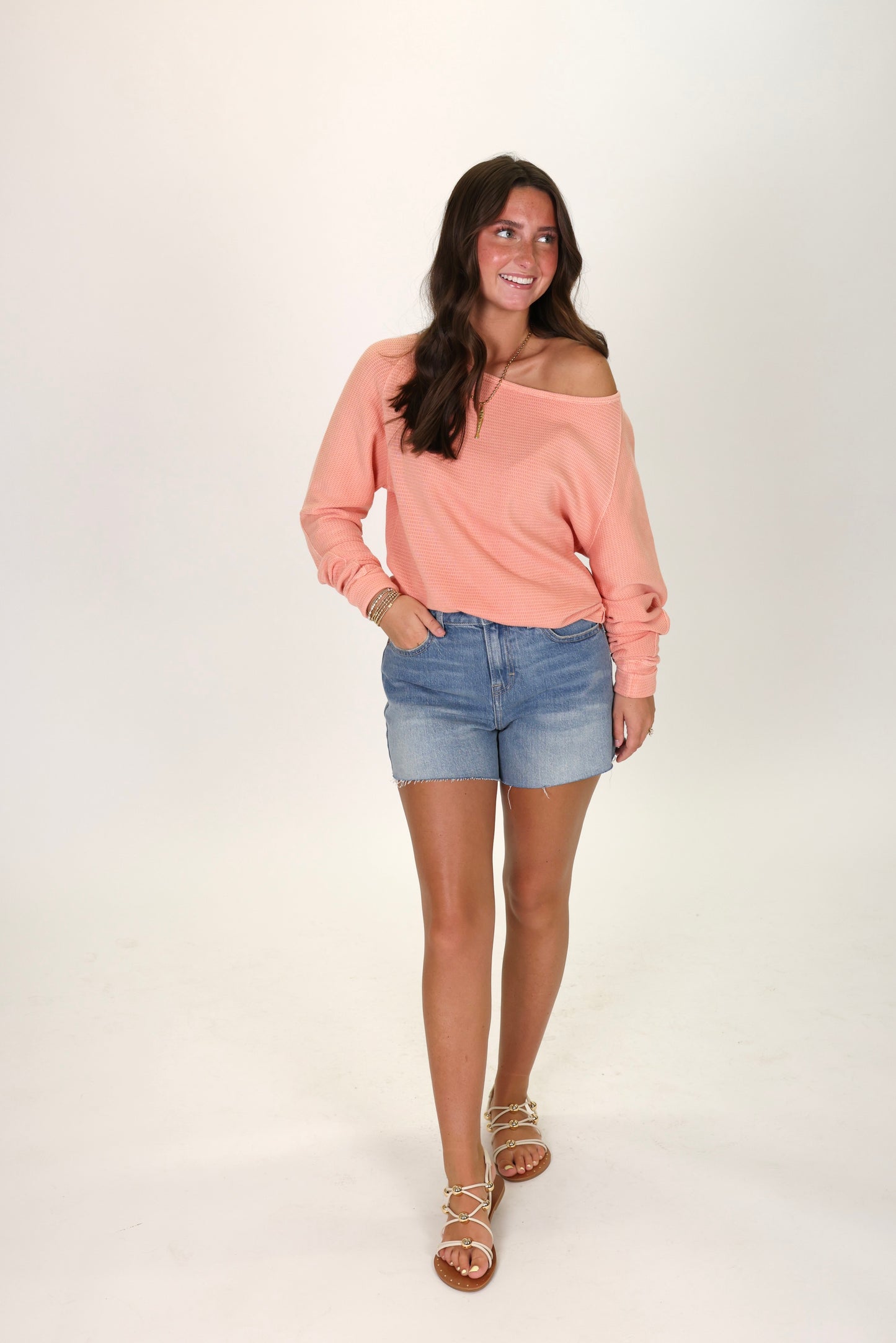 Jess Long Sleeve Coral Kiss Top