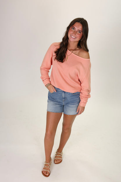 Jess Long Sleeve Coral Kiss Top
