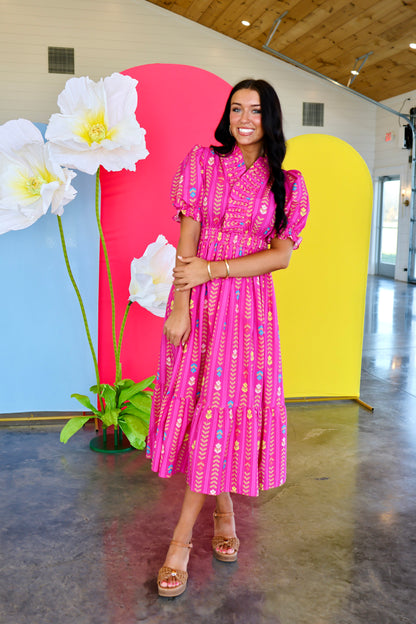 Already on It Pink Midi Dress