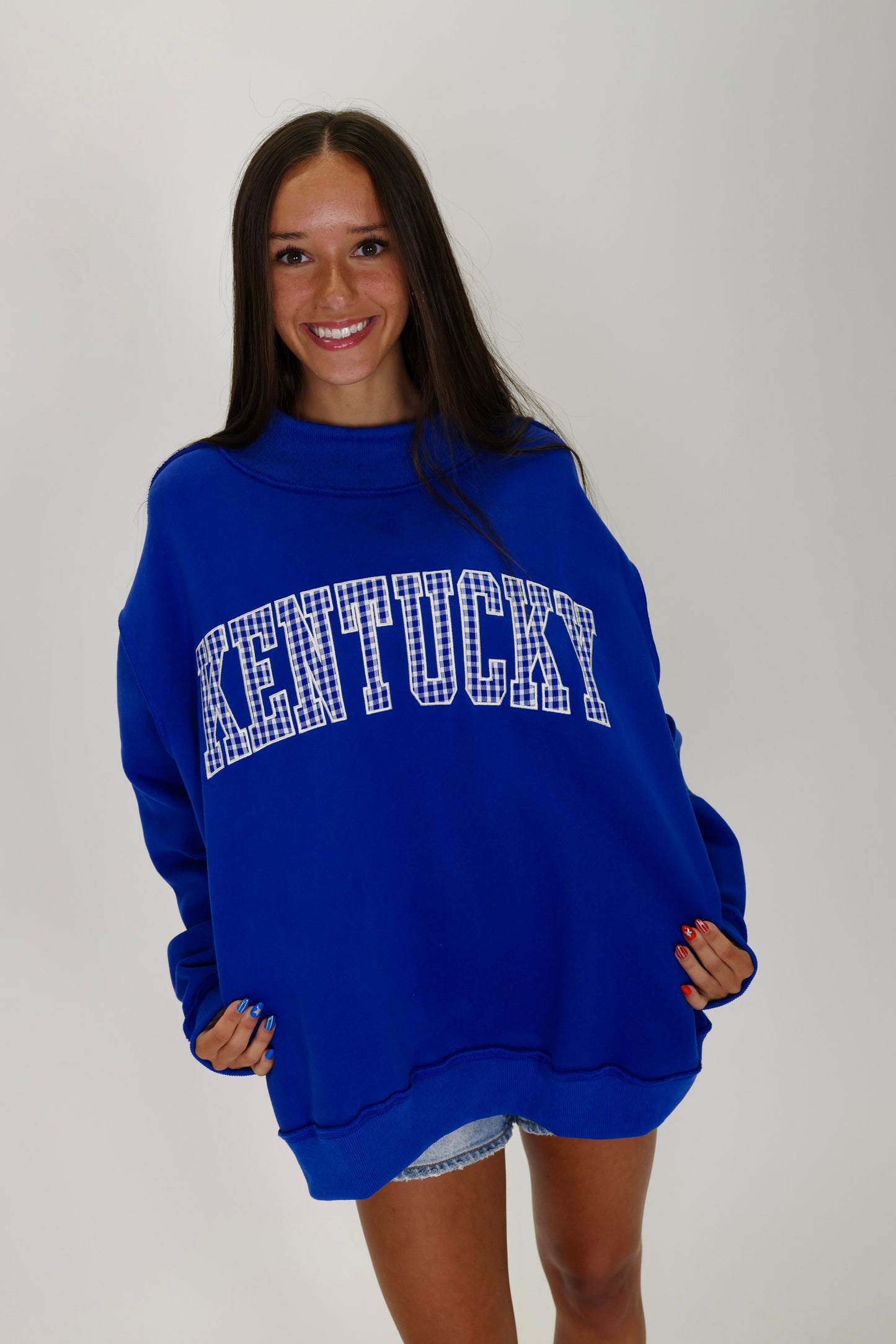 Kentucky Blue Gingham Sweatshirt