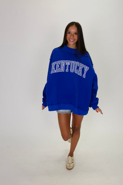 Kentucky Blue Gingham Sweatshirt