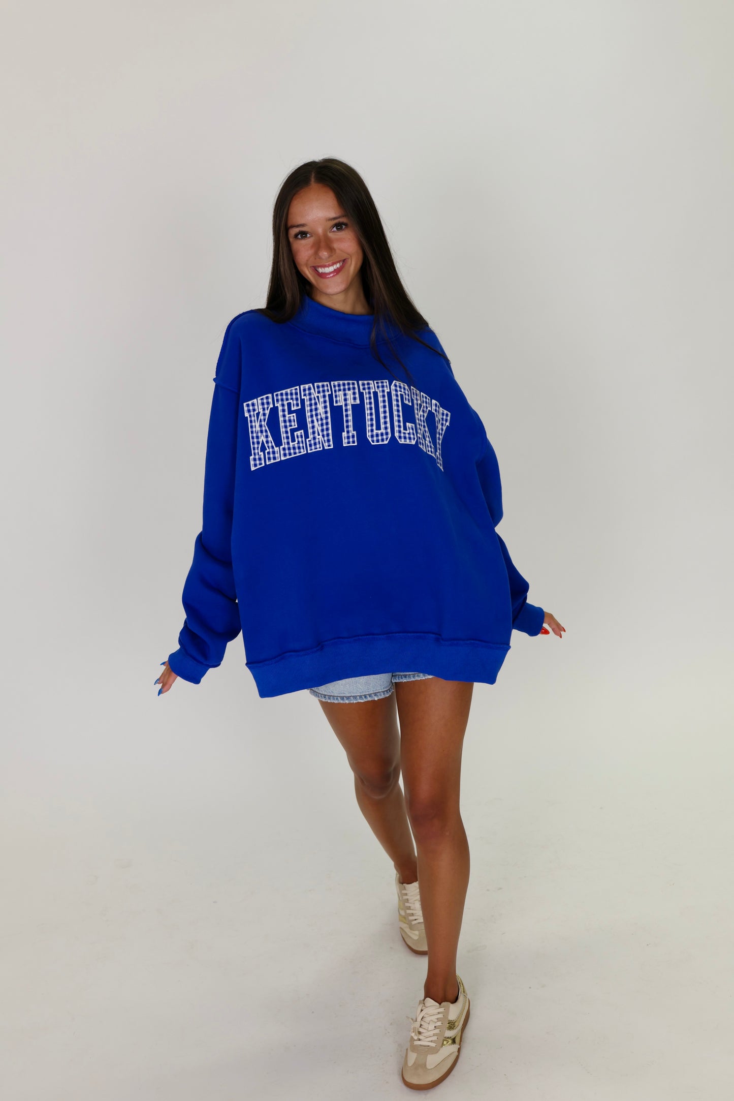 Kentucky Blue Gingham Sweatshirt