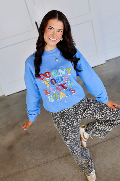 Count Your Lucky Stars Blue Sweatshirt