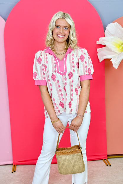 On The Level Pink Top