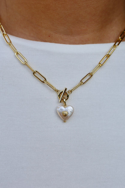 Sasha Heart Gold Link and Chain Necklace