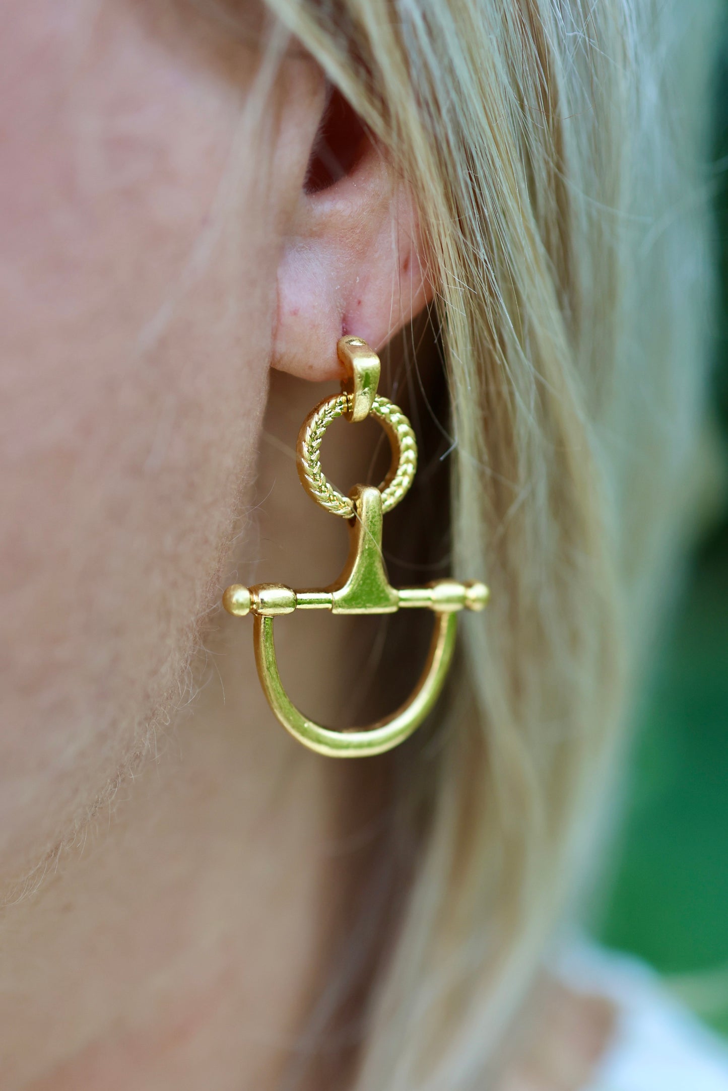 Horsebit Gold Drop Earrings