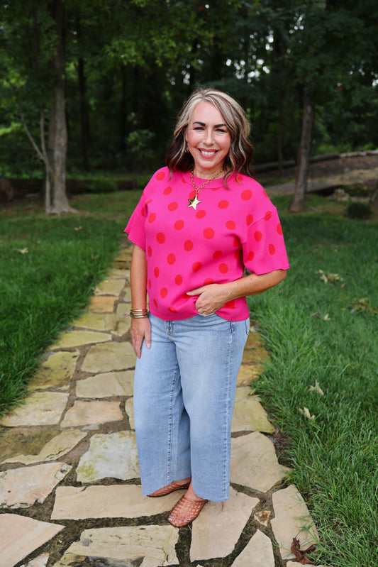A Spot of Style Pink Sweater Top