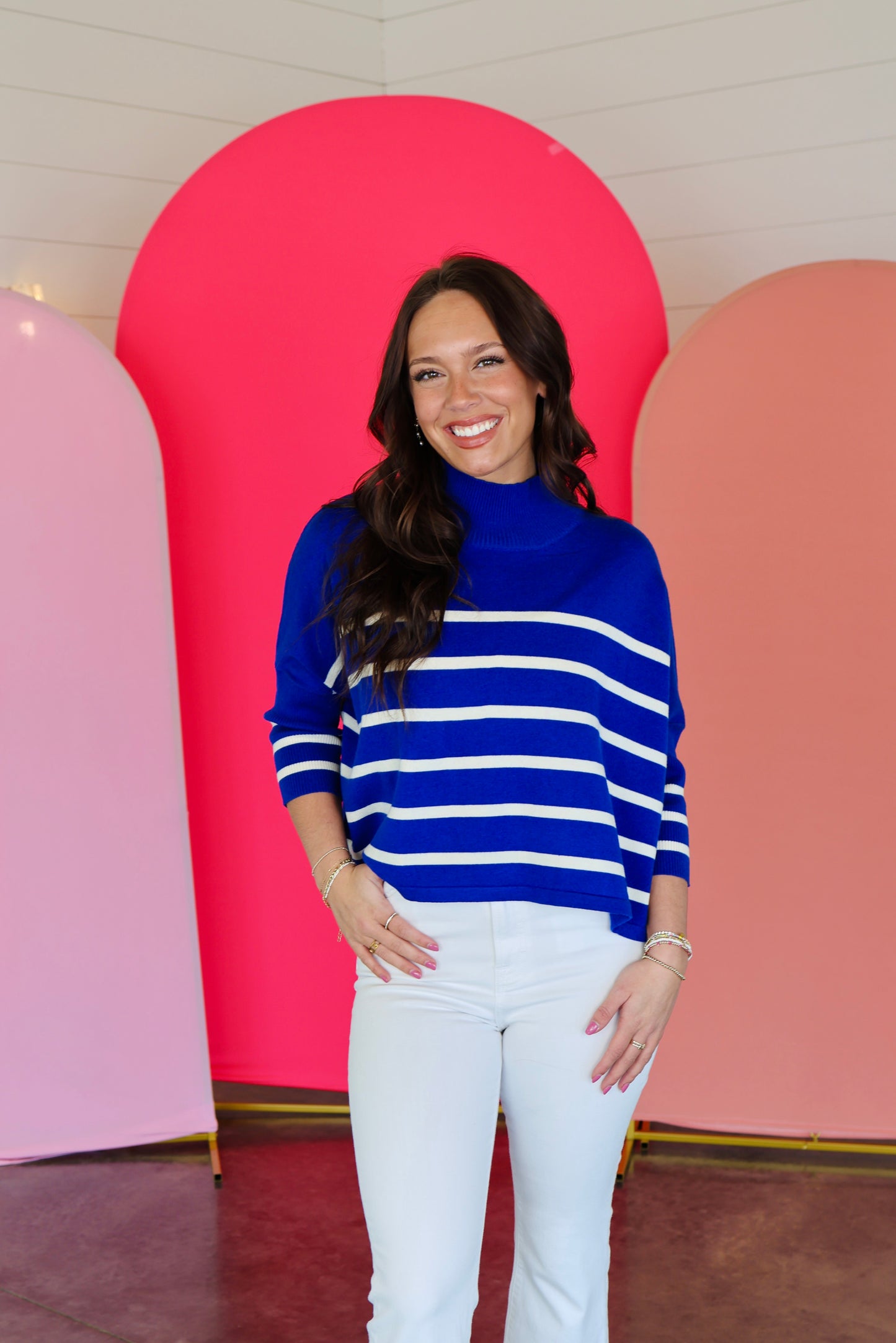 Aja Stripe Blue/White Sweater Top