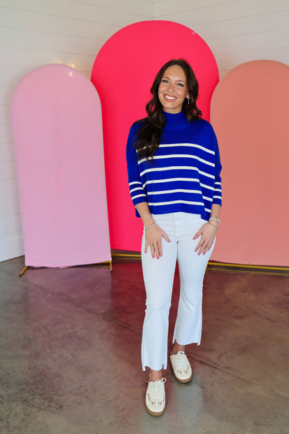 Aja Stripe Blue/White Sweater Top