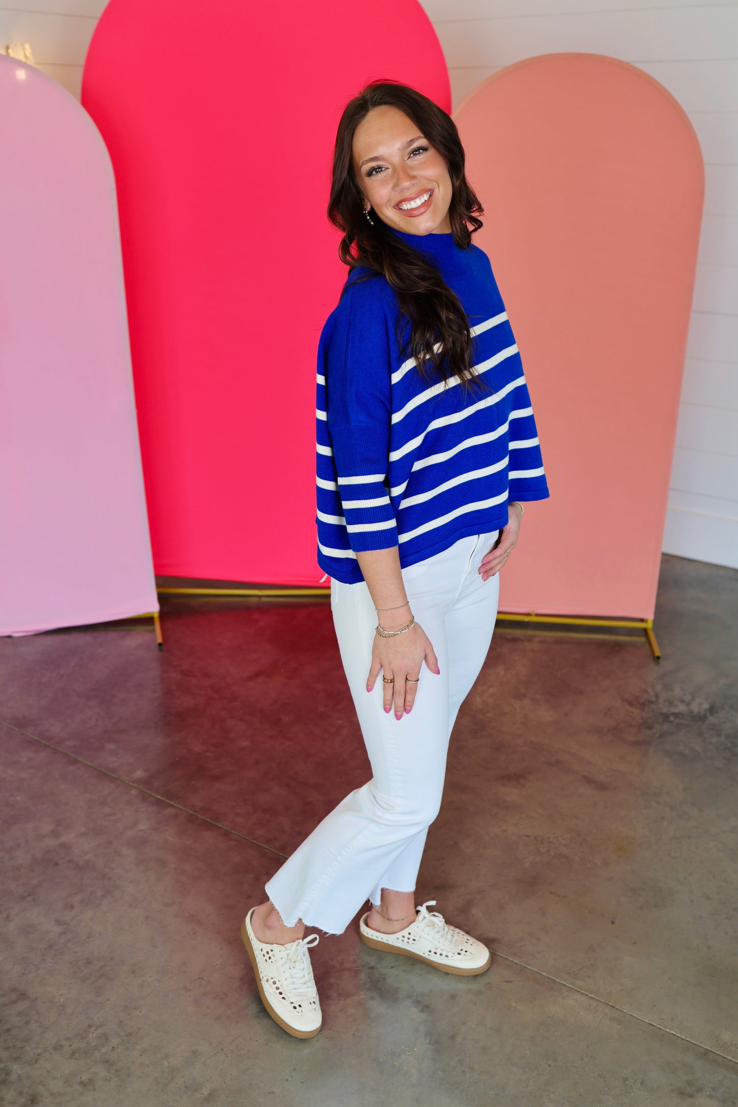 Aja Stripe Blue/White Sweater Top