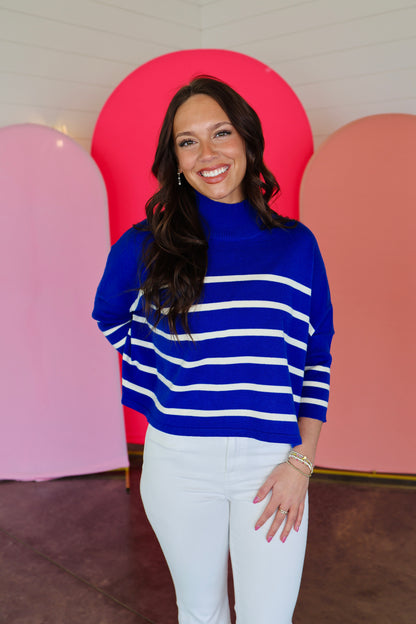 Aja Stripe Blue/White Sweater Top
