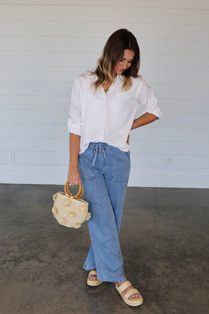 Pearla Blue Chambray Pants