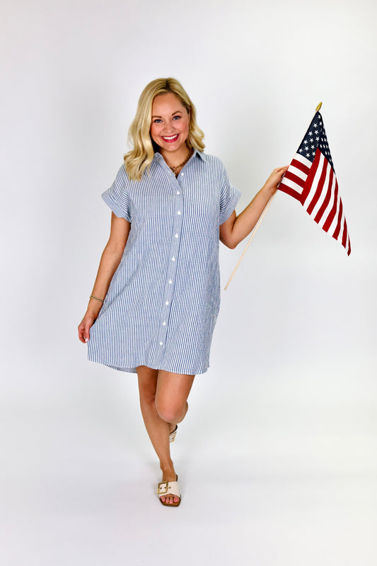 Crescent Ivory Blue Dress