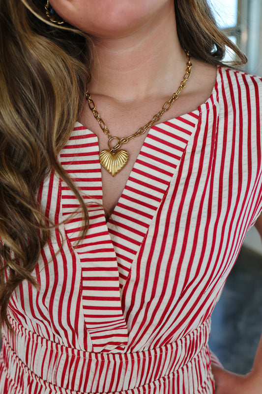 Ribbed Heart Necklace
