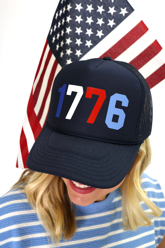 Vintage 1776 Navy Foam Trucker