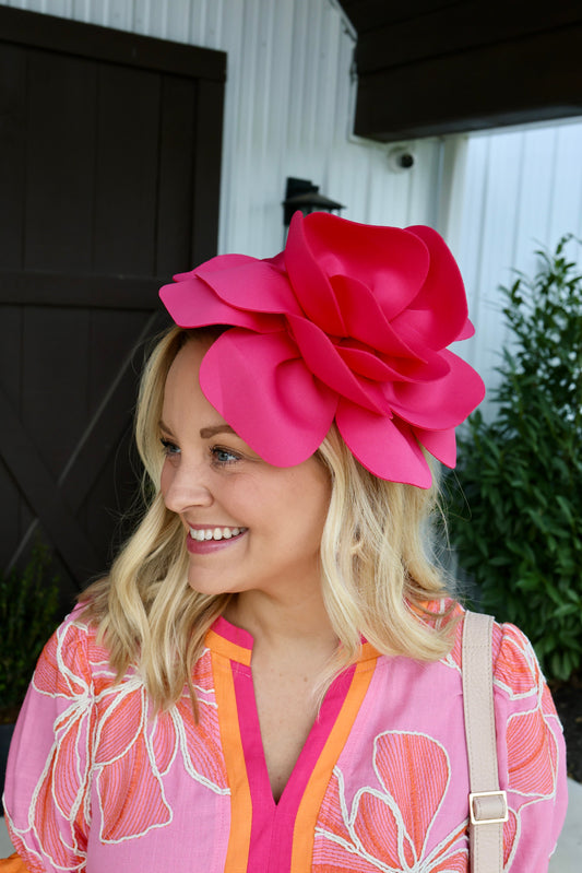 Whispering Petals Hot Pink Fascinator
