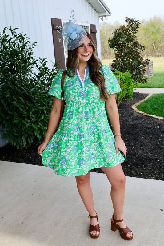 Kinsley Daisy Chain Green Dress