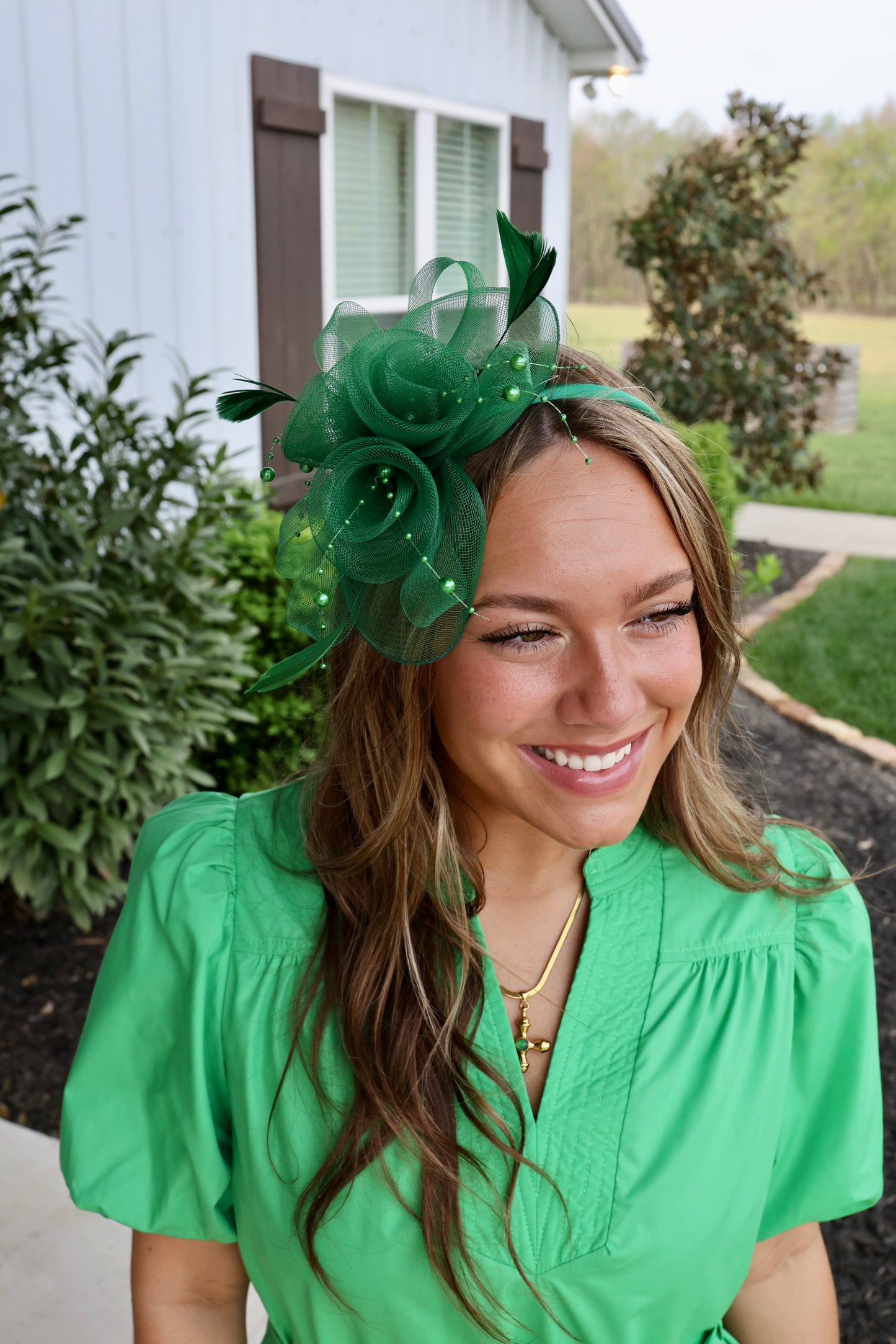 Magnolia Muse Green Fascinator