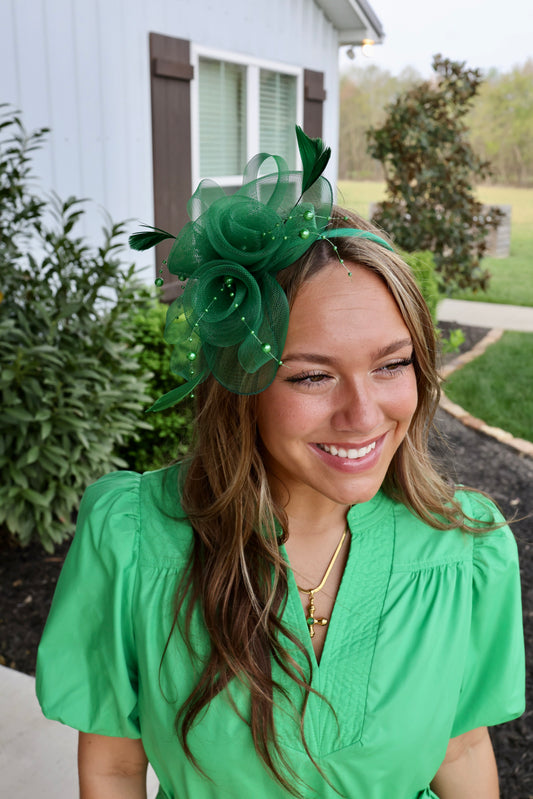 Magnolia Muse Green Fascinator