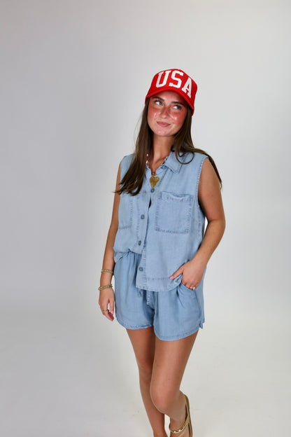 Ready to Go Light Blue Top