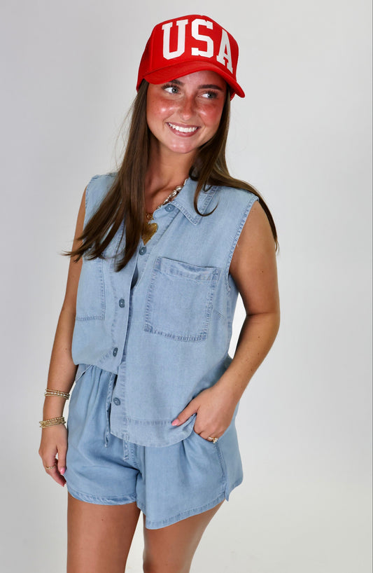 Ready to Go Light Blue Top