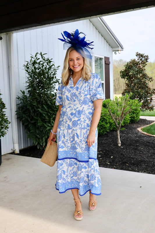 Eloise Porcelain Vines Blue Dress