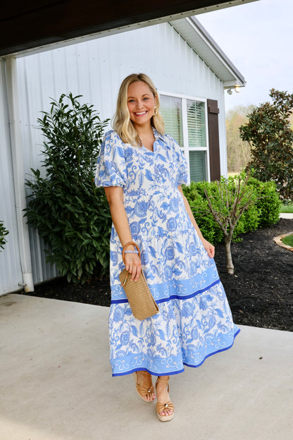 Eloise Porcelain Vines Blue Dress