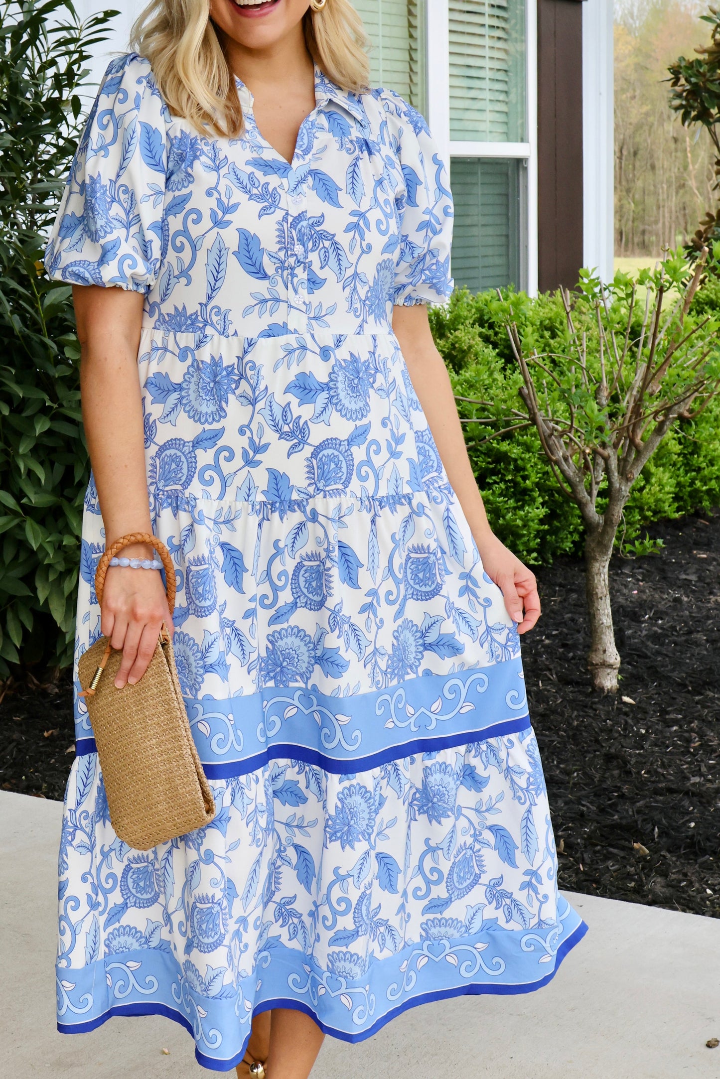 Eloise Porcelain Vines Blue Dress