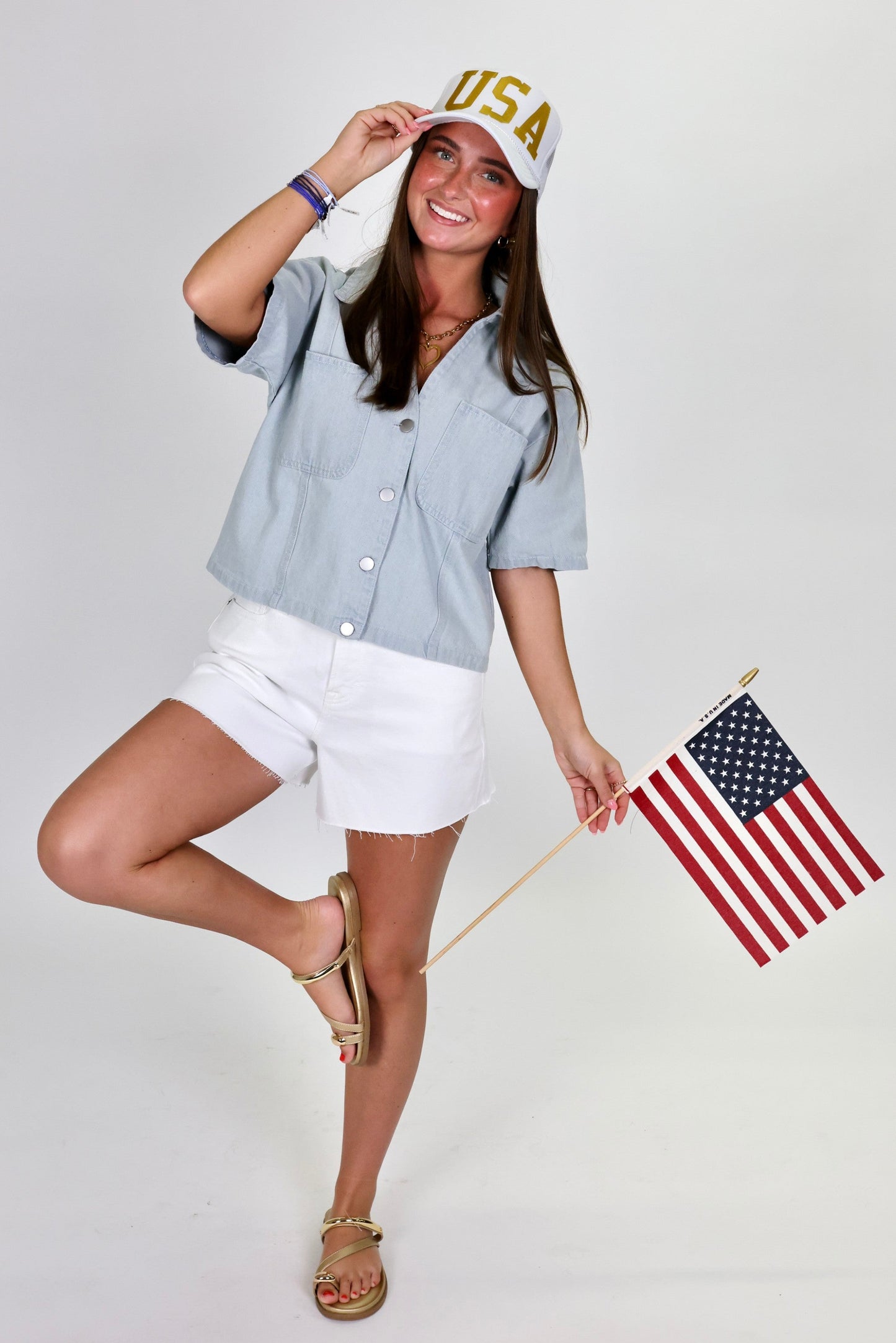 Ava White High Rise Shorts