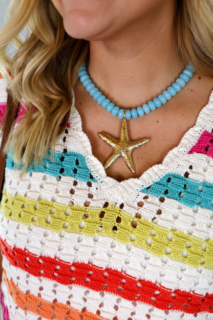 Star Fish Blue Necklace